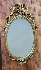 Usado, Espejo ovalado ornamentado Syroco Angel querubín regencia dorado dorado de colección segunda mano  Embacar hacia Argentina