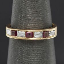 14K Yellow Gold Plated  Princess Ruby 2Ct Diamond Band Women's Ring Lab-Created for sale  Shipping to South Africa