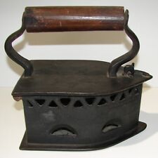 Vintage Iron Brass Charcoal Coal Press Box Clothes Wood Handle Barn House Decor for sale  Shipping to South Africa