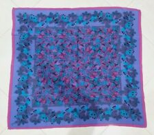 Vintage Scarf MARJA KURKI Leaves Mauve Purple 100%Crepe silk 80cmx80cm myynnissä  Leverans till Finland