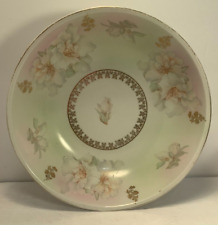 10" Vintage Console Bowl, Floral, White Pink Green, gold trim, Germany, used for sale  Shipping to South Africa