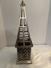 Pewter Obelisk Trellis Planter 18 " Latticed Floral Base Made In India, used for sale  Shipping to South Africa