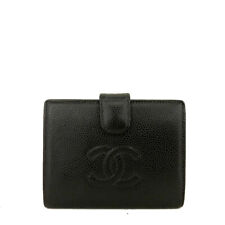 Billetera plegable con logotipo de CHANEL CC piel de caviar negra/6W2229 segunda mano  Embacar hacia Argentina