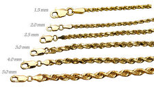 "Collar de cadena de cuerda de oro amarillo liso de 14 K 1 mm-10 mm para hombres y mujeres talla 7""-30" segunda mano  Embacar hacia Argentina