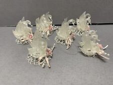 Used, 6 Wedding Swans Decorations Supplies 2" Frosted Glass w/ Porcelain Roses for sale  Shipping to South Africa
