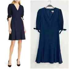 Usado, Vestido feminino TAILORED by REBECCA TAYLOR tamanho 0 azul marinho escuro slub terno linha A comprar usado  Enviando para Brazil
