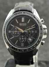 Used, Used Men's Boss Tachymeter Chronograph Black Leather Band Quartz Date Indicator for sale  Shipping to South Africa