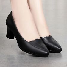 Fashion Women Mid Square Heel Pumps Slip on Pointed Toe High Heels Casual Shoes for sale  Shipping to South Africa