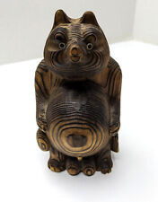 Cryptomeria Tanuki Japanese Racoon Dog Hand Carved Vintage 6" Tall Signed for sale  Shipping to South Africa