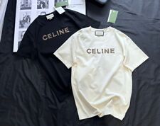 Camiseta Celine letra clássica impressão LOGOTIPO manga curta solta retrô autêntica comprar usado  Enviando para Brazil