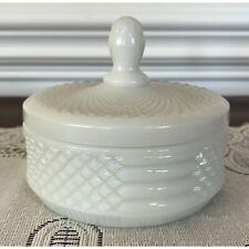 Vintage English Hobnail Milk Glass Powder DIsh with Lid See Photos, Description for sale  Shipping to South Africa