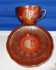 MZ Czechoslovakia Porcelain Cup & Saucer Madonna Series Maroon Gold for sale  Shipping to South Africa