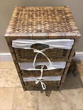 Tiki Style Storage Unit 3 Drawer Wicker Basket Chest Organiser Bedroom Hallway for sale  Shipping to South Africa