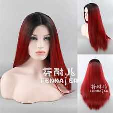 Käytetty, Black gradual change dark red long straight hair cosplay wig Halloween myynnissä  Leverans till Finland