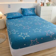 Lençóis de cama para cama de casal azul estrelas estampadas lençóis de tecido escovado grosso comprar usado  Enviando para Brazil