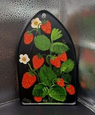 Vintage Silver Shield Iron Rest Strawberry Painted Signed Hanging Wall Decor for sale  Shipping to South Africa
