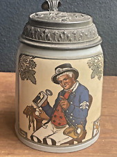 Old Mettlach Lidded Beer Stein 1/2 Liter Signed V&B Cracked & Repaired Germany, used for sale  Shipping to South Africa