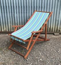 Vintage Deck Chair Folding Wooden Frame Garden Summer Camping Retro Patio for sale  Shipping to South Africa
