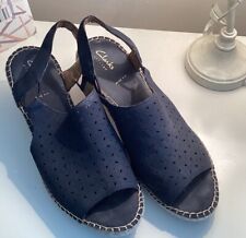 Clarks navy espadrille for sale  WAKEFIELD