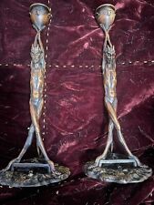 Par de candelabros góticos de bronce diablo de principios del siglo XX finamente elaborados segunda mano  Embacar hacia Argentina