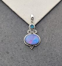Natural Aurora Opal Oval Cut Solid 925 Sterling Silver Handmade Pendant H604, used for sale  Shipping to South Africa