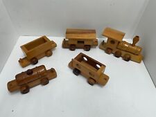 Usado, Juego de tren hecho a mano de madera maciza juego de juguetes para niños juego 5 piezas 41" de largo vintage segunda mano  Embacar hacia Argentina