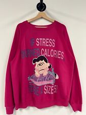 Vintage 90's Peanuts If Stressed Burned Calories Pink Crewneck for sale  Shipping to South Africa