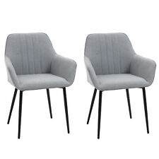 HOMCOM Dining Chairs Upholstered Linen Fabric Metal Legs, Set of 2 Used for sale  Shipping to South Africa