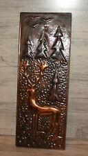 Vintage copper wall hanging plaque deer for sale  Shipping to South Africa