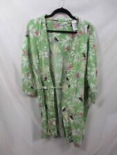 Cypress Robe Womens XL Green Floral Hawaiian Long Sleeve Tie Wrap Cotton for sale  Shipping to South Africa