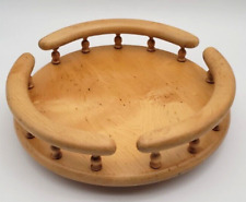 Vintage Wood Lazy Susan Turntable Round Oak Spindle Rails Condiment Server 12" for sale  Shipping to South Africa
