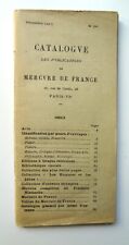 Catalogue publications mercure d'occasion  Paris XIX