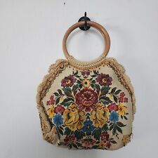 Cartera floral tapiz de punta de aguja de colección con mango de plástico segunda mano  Embacar hacia Argentina