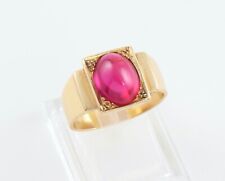Men's Gents Vintage 18Ct 18K Gold And Synthetic Ruby Signet Ring for sale  POLEGATE