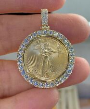 Pingente medalhão moeda redonda moissanita real 1,5 ct folheado a prata ouro amarelo 14K comprar usado  Enviando para Brazil