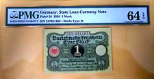 Billete de moneda PMG 64EPQ-Alemania, préstamo estatal 1920 1 marco elección UNC escaso segunda mano  Embacar hacia Argentina