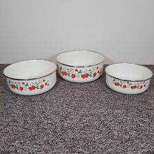Enamel strawberry bowls for sale  PRINCES RISBOROUGH