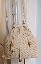 Crochet drawstring bag for sale  OTLEY