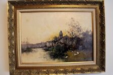   oil on canvas  E. Galien Laloue  J Lievin landscape /river scene  french  art , used for sale  Shipping to South Africa