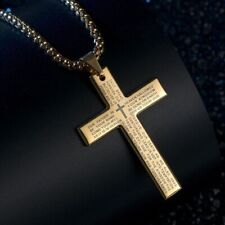 Men Gold Silver Cross Pendant Necklace Chain Jewelry Gifts, used for sale  Shipping to South Africa