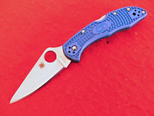 Spyderco Delica 4 Knife Flat-Ground Blue FRN (2.88" Satin) C11FSBL for sale  Shipping to South Africa