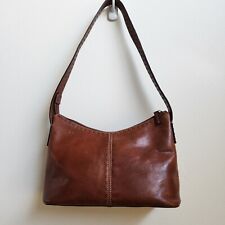 Bolsa de ombro Fossil marrom couro liso bolsa de mão com zíper conhaque costurado boho, usado comprar usado  Enviando para Brazil
