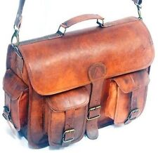 NEW Men's Genuine Vintage Brown Leather Briefcase Messenger Bag Shoulder Laptop , used for sale  Shipping to South Africa