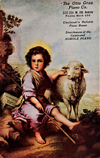 Otto Grau Piano Co, Cincinnati, OH. Pintura de Divine Shepherd. Publicidad anterior a 20 segunda mano  Embacar hacia Argentina