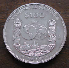 ZALDI2010. México, 100 pesos de 1991, serie I iberoamericano. Plata segunda mano  Embacar hacia Argentina