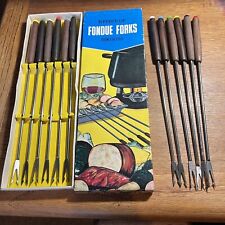 Used, Vintage/Retro 12 1970s Fondue Fork Set Wooden Handle Vintage for sale  Shipping to South Africa
