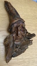 Folk Art Carved Wood Tree Spirit Old Mans Face Sculpture Approx. 32 x 15 x 8cm for sale  Shipping to South Africa