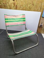 Vintage 1970s Retro Striped Folding Aluminium Beach Chairs x2 Garden Camping VW  for sale  Shipping to South Africa