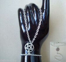 Arnés de mano con cadena de esclavos pentagrama pulsera plateada - bruja pagana gótica, usado segunda mano  Embacar hacia Argentina