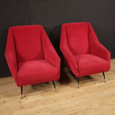 Usado, Par de Poltronas Italianas Veludo Vermelho Moderno Cadeiras de Sala 900 Móveis comprar usado  Enviando para Brazil